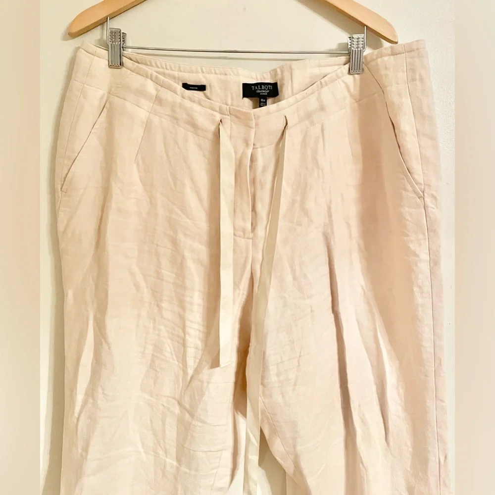Talbot's: Classic Linen Trousers Cream Size 18W- EUC - Picture 3 of 9